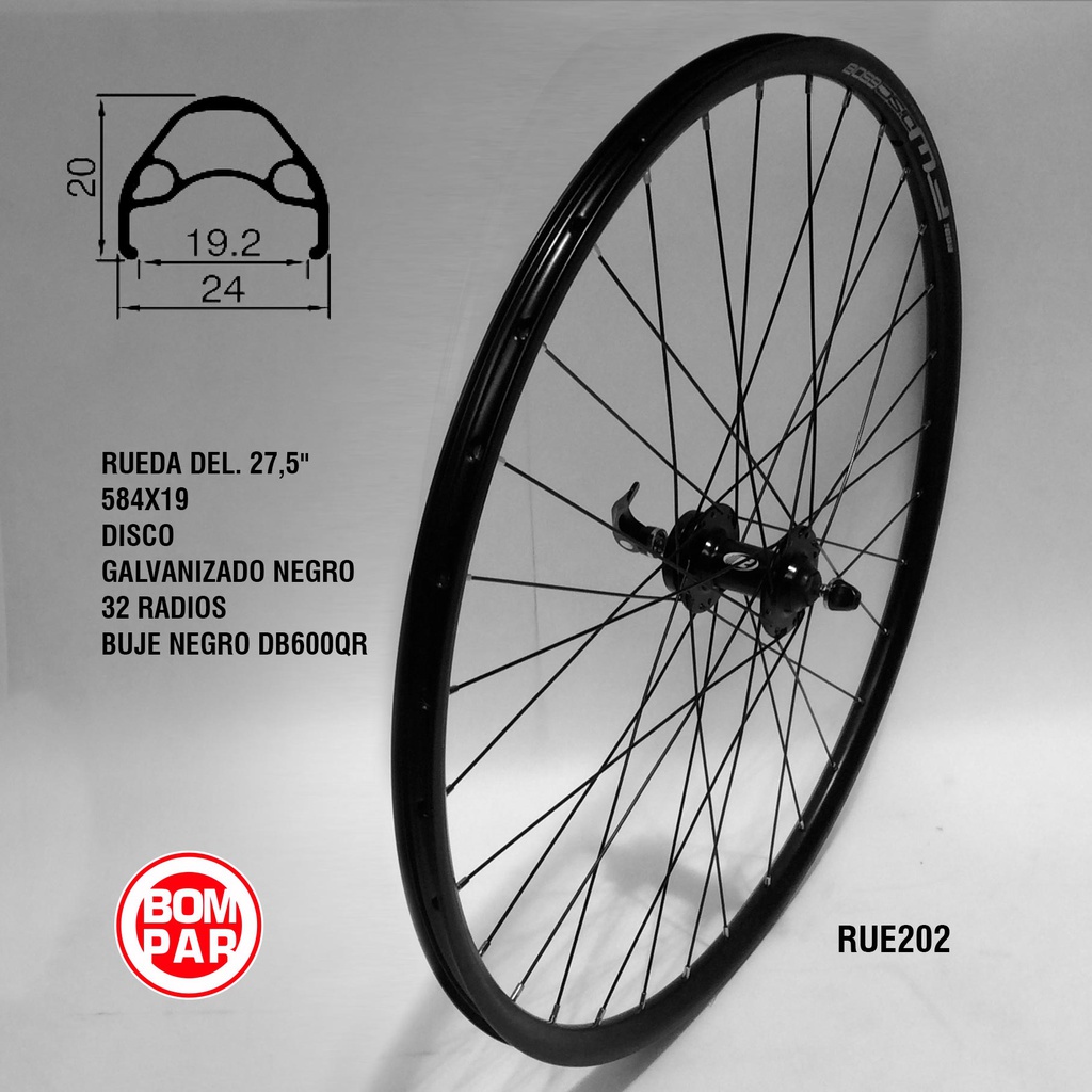 RUEDA DEL. DISC. 27,5&quot; 584X19