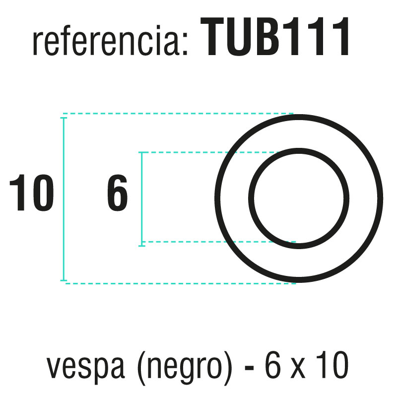 TUBO GAS VES NEG (10*6) 10 M